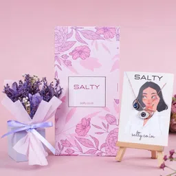 salty Anti-Tarnish Mother's Day Gift Box | Evil Eye Necklace And Mini Flower Bouquet Set | Gifts for Women & Girls | Fashion Accessories | Woman's Jewelry image 5
