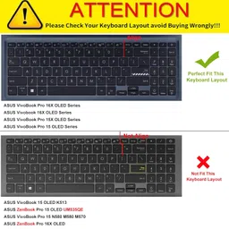 Saco Laptop Keyboard Protector Cover Compatible for 2024 ASUS ASUS Vivobook 15 X1502ZA-EJ993WS | X1502ZA-EJ953WS Series 15.6 Inch Laptop - Black image 2