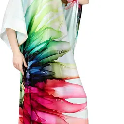 silksutra Silk Sutra Women's Ethnic Wear Elegant Multicolor Silk Maxi Dress – Silk Sutra Women's V-Neck, Free Size, 3/4 Sleeves Nightgown (STC-SILK-KAFTAN-176) image 3