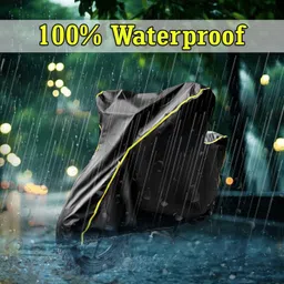 AUTOBIRSA Waterproof Two Wheeler Cover for Tvs Apache RTR 160 4V Bike| UV Proof, Heat Resistant & All Weather Protection | Black & Yellow Piping Color | Durable & Triple Stitched - Custom Fit Cover image 2