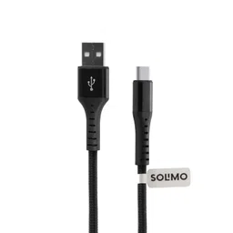 Amazon Brand - Solimo Fast Charging Braided Type C Data Cable Joint, Suitable For All Supported Mobile Phones (1 Meter, Black) image 1