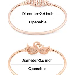 zaveri pearls Set of 2 Rose Gold Cubic Zirconia Contemporary Brass Kada Bracelets For Women-ZPFK13376 image 5