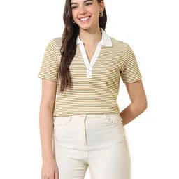 u.s. polo assn. Women's Striped Relaxed Fit Polo Shirt image 1