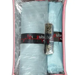 Pulse Weaves Men's Ethnic Unstitched Kurta Fabric Set, Dusty Blue Poly Raw Silk with Santun Silk, 3 Meters each, Upto 5XL image 5