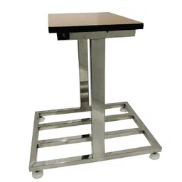 goyalson GOYAL Home Office Stainless Steel Double Inverter-Battery Trolley Stand in 1 inch SS Pipe Height 24 inch with Plastic Adjuster and Wooden Shelf On top image 3