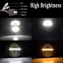 VermsBikers Minus 7" LED Headlight | 110W High/Low + DRL Beam for Royal Enfield Bullet 350 Thar Gypsy etc. image 4