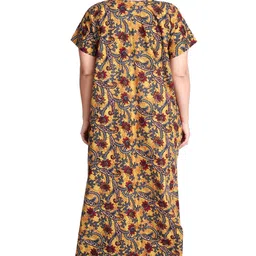osf Women's Printed Cotton Floral Maxi Round Neck Full Length Nightwear Night Gown Nighty (Pack of 1, NW0389) image 2