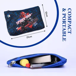 kuber industries Polyester Pack of 2 Pencil Pouch | School Geometry Pouch | Square Stationary Pouch | Pen-Pencil Box for Kids | Pencil Utility Bag | Marvel Pencil Organizer | Black & Navy Blue image 3