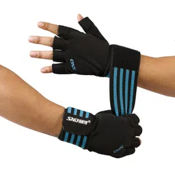 BADOWL Gym Gloves with Wrist Strap Grips Accessories for Men & Women | Cycling Gloves, Bike Sports Gloves, Training Gloves & Exercise Gloves (Blue-Free Size) image 5