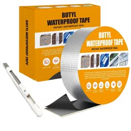 UCRAVO Waterproof Repair Tape with Cutter for Pipe Leakage Roof Water Leakage Solution Aluminium Foil Tape Waterproof Adhesive Sealing Butyl Rubber Tape for Surface Crack (5cmx5m) (Silver) image 1
