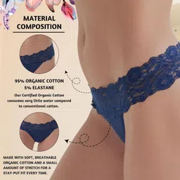 vpsk Women's Cotton Mid Waist Hipster Panty with Lace Waist| Women Seamless Panty |Combo of 1 (in, Alpha, XL, Regular, Blue) image 3