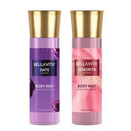 Bella Vita Luxury Date & Senorita Body Spray Mist Perfume Combo With Long Lasting Refreshing Floral & Fruity Fragrance Of Vanilla, Pomegranate & Mint For Women, 150ml Each image 1