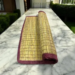 Achleshwar Natural Kusha Grass Aasan for Puja,Mandir, Yoga, Meditation, Pranayam, Natural Foldable Pooja Sitting Chatai, Multi Purpose Traditional Floor Mat Aasan Size 22 x24 inch daab aasan image 1