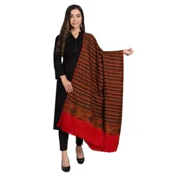zamour Women's Kullu Himachali Woollen Plain Himalayan Striped Shawl Wrap 40 in x 80 in image 1