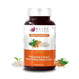 bliss welness Blood Sugar & Weight Management | Pure Fenugreek Extract 3X Saponins + White Kidney Bean Extract Carb Blocker | Gut Hair Skin Health Sugar Management Supplement - 60 Veg Capsules image 1