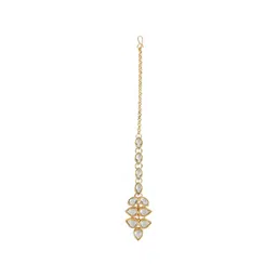 i jewels 18K Gold Plated Traditional Kundan Necklace Jewellery Set with Earrings & Maang Tikka for Women (IJ358W) image 3