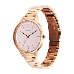 titan Quartz Analog Rose Gold Dial Stainless Steel Watch for Women-2648WM04 image 4