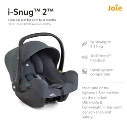Joie i-Snug 2 i-Size Lightweight car seat/Infant Carrier Suitable Rearward Facing Birth to 75 cm, Approx. 12 Months, Moonlight image 2