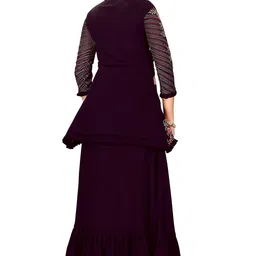 miss ethnik Women's Faux Georgette Semi Stitched Top With Faux Georgette Jacket Solid Flared Top Dress Material (Gown) image 2