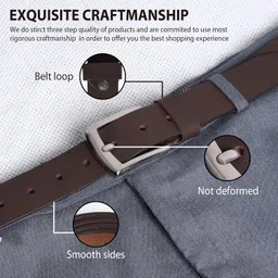 hayes london Belts for Men Leather Original, Formal & Casual Leather Belt with Solid Metal Curved Buckle image 4