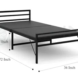 SAHNI PORTABLE FURNITURE Iron/Metal/Steel Folding Bed with Attached 1inch Mattress Foldable for Sleeping Guest Bed Easily Storable - Glossy Finish Fully Powder Coated (Single XL 6ft x 3ft) image 2