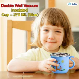 FunBlast Milk Mug for Kids – Cartoon Design BPA Free Mug with Lid for Kids, Stainless Steel 304 Cup/Mug for Kids & Toddlers, Double Wall Vacuum Insulated Cup – 270 ML (Blue) image 2