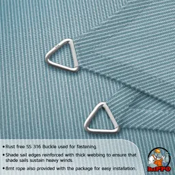 HIPPO Triangle Shade Sail Affordable & Premium 230 GSM Sun Shade UV Block for Outdoor Car Parking Garden (Country-Blue, 12FTX12FTX12FT) image 3