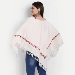 zamour Kashmiri Women's Wool Poncho Shrug Top Embroidery with Silk Lining image 3