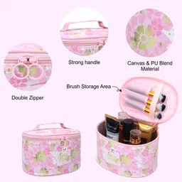 NFI essentials Set of 2 Piece Makeup Box Cosmetic Kit Storage Organizer Box Bridal Jewellery Organizer Trousseau Box Vanity Case for Women Girls image 3