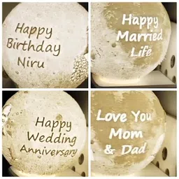 Paru3Dart Customized 3D Printed Photo (2 Photo) Moon Night LED Lamp,New Year Gift For Friend, Husband, Wife,Brother,Friends, Fiancée, Girlfriend, Sister(2 Picture & 2 Text- 6.5 Cm Lamp Size), White image 5