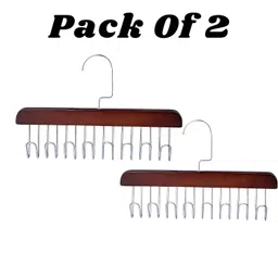 Hian Adjustable Wooden Hanger with 8 Hooks – Versatile Closet Organizer for Lingerie, Belts, Scarves, Ties & Garments – Perfect Space-Saving Storage Solution for Wardrobes & Cupboards (Brown Color) image 2