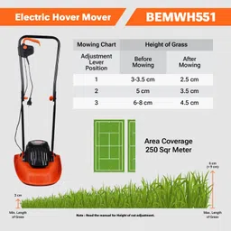 BLACK+DECKER BEMWH551-QS 1200W Electric Hover Mower, 12" (30cm) Winged Blade, Multi Directional Cutting, Ideal for Smaller Lawns up to 250 Metre Square,46 cm Cable Length, 1 Year Manufacturer Warranty image 5