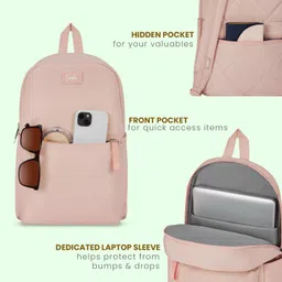 genie Casual Backpack for Girls |17 In-22 Ltr with Laptop Sleeve, Two Compartments and Trolley Sleeve with Padded Shoulders |Best for Books,Stationery,Lunch Box & Essentials image 4
