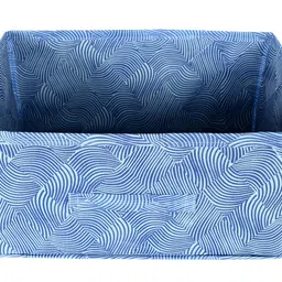 Kuber Industries Rectangular Storage Box/Closet Organizer Box With Handle|Metalic Lahriya Print & Foldable Non Woven Fabric (Blue)-Kubmart15994, Drawer Organizers image 1
