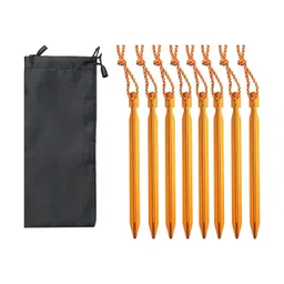 CALANDIS™ 8Pcs Tent Stakes Lightweight Metal Stakes for Ground for Desert Outdoor Trip Gold | Tent Canopy | Tents Canopies | Camping Hiking | Outdoor Sports image 1