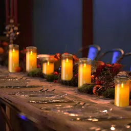 LTETTES Flameless LED Candles AA Battery Powered with Gold Acrylic Fiber Glass with Remote Controller and Timer for Home Festival Wedding Decor (3" D x 6" H) image 3