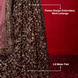 trendmalls Women's Velvet Sequin Embroidery Lehenga Choli with Dupatta | Bridal Party Stylish Wedding Lehenga Choli for women image 5