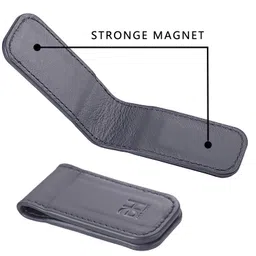 gh gold horse Slim Magnetic Money Clip Genuine Leather Business Card Holder for Men (Grey) image 5