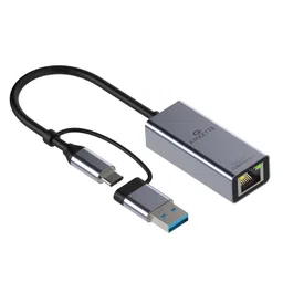Amkette Super-Speed USB 3.0 + Type-C to RJ45 Gigabit Ethernet Adapter I 10/100/1000 MBPS Network LAN Speed I for Laptop, Desktop, Gaming Console,Chromebook and Macbook I Plug & Play I Fully Metal Body image 1
