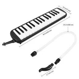 rvm toys 32 Key Blow Piano (Pianica) Portable with Carrying Bag, Soprano Short and Long Mouthpieces for Beginners Kids Gift Black image 5
