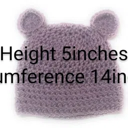 sabzcreations Baby Boys Wool Caps Newborn (Pack of 3) Blue,Grey and Mauve_0-3months image 5
