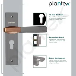 Plantex Heavy-Duty Door Lock Set - Main Door Lock Handle Set/ 6-Lever Lock Mechanism with 3 Years of Warranty by Plantex/Mortise Lock, Brass Lock Body & Cylinder (8114 - Satin Black & PVD Choco) image 4