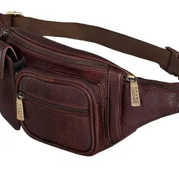 brand leather Genuine Leather Stylish Waist Bag Elegant Style Travel Pouch Passport Holder with Adjustable Strap (Brown) image 1