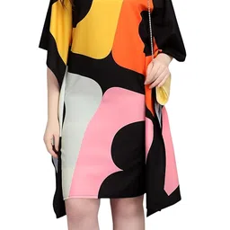 silksutra Silk Sutra Women's Ethnic Wear Multicolor Knee-Length Nightgown by Silk Sutra – V-Neck, Silk Blend, Free Size (STC-KURTI-KAFTAN-110-P) image 1