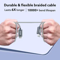 AGARO Type C to Type C Cable, 60W, 4A, Supports PD, Nylon Braided Fast Charging Cable Compatible With Type C Devices Including Android Phone, iPhone, Laptop & MacBook, 1.5M, 480 Mbps Data Transmission image 5