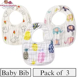 Infantbond New Born Baby Muslin Bibs with Adjustable | Super Absorbent Bibs | Soft, Comfortable & Lightweight baby bibs (Pack of 3) image 2