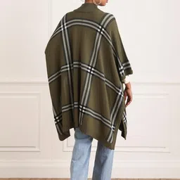 khaleej Women Alana Tartan Cape (Dark Green_Free Size) image 4