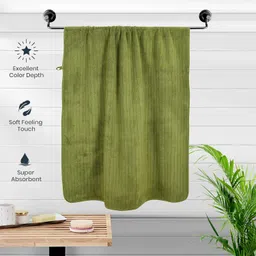 UrbanLeaf Microfiber Large Bath Towel | Quick Dry Super Absorbent - Bath Towel for Men and Women | Coral & Green Stripe | Towel for Bath, Travel, Gym, Beach, Pool, and Yoga (70 X 140 CMs) image 5
