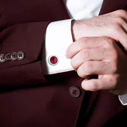 mahi Rhodium Plated Maroon Solitaire Crystal Cufflink for Mens and Boys CL1100534RMar image 2