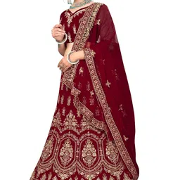 maroosh Velvet Heavy Zari Embrodiery Daimond Work Maroon Semi-Stitched Lehenga Choli (MRSVELVETQN63M) image 2